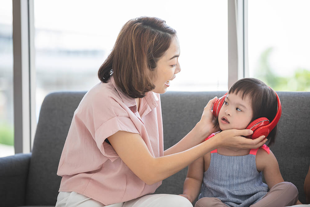 Child listening to audio